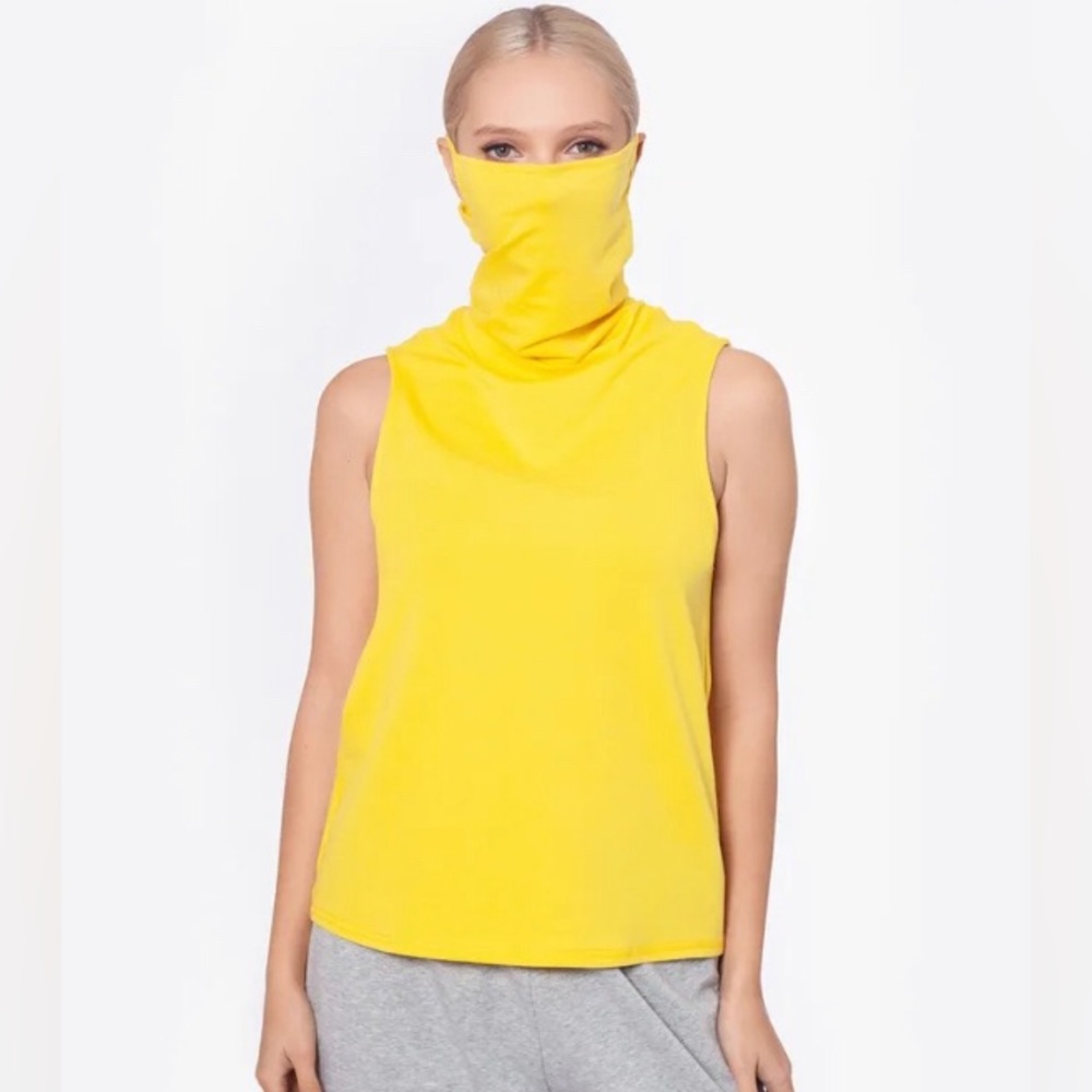 BAM BY BETSY & ADAM Womens Yellow Cotton Blend Built-in Mask Tank Top M